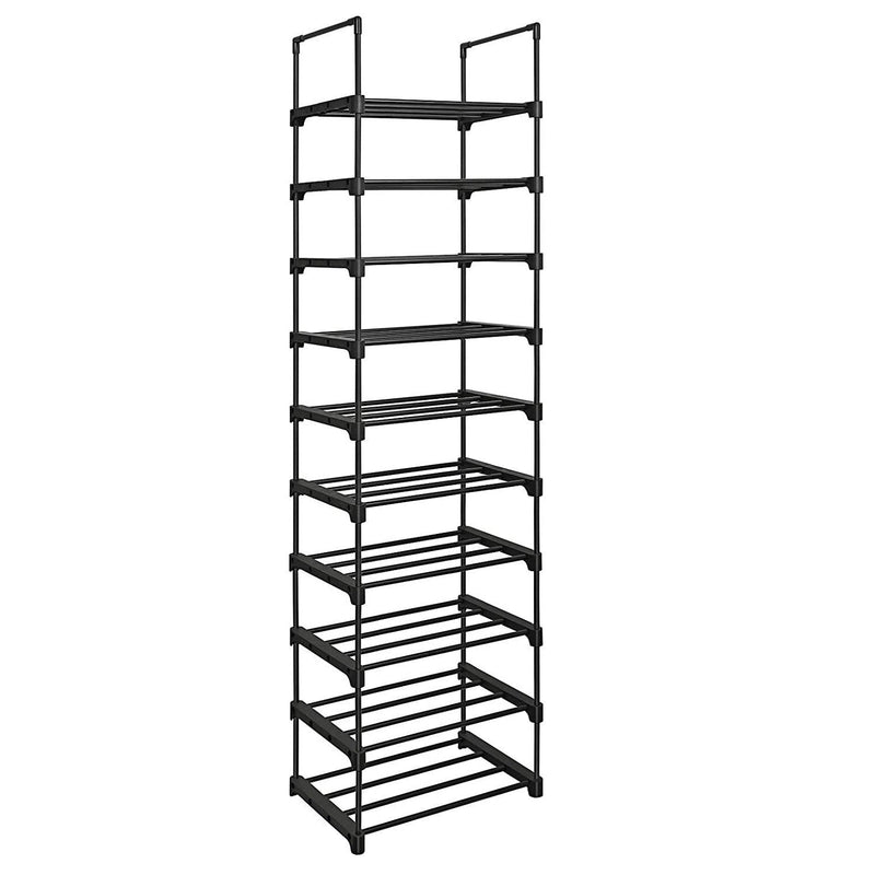 Scarpiera 10 Ripiani Modulabili 45x30x174 cm in Metallo Nera