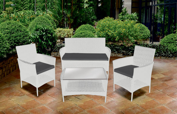 Salon de Jardin Stalotto en Polyrotin Canapé 2 Fauteuils et Table Basse Soriani Blanche sconto