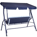 Dondolo da Giardino 3 Posti Altalena per Esterno Acciaio + Tettuccio BLU Bianco
