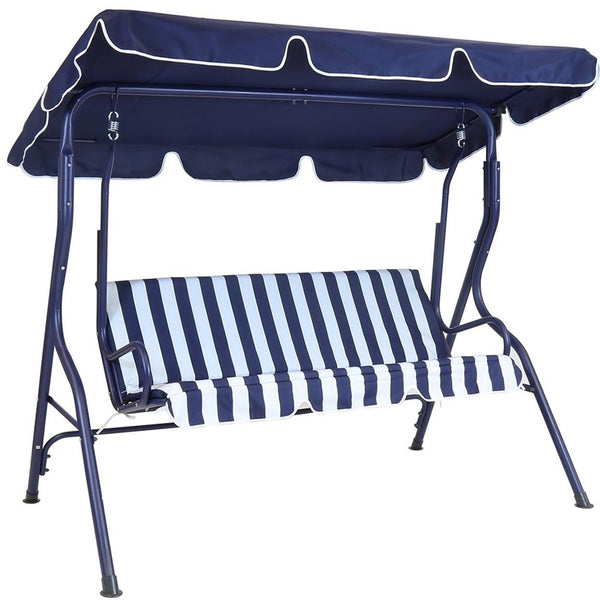 sconto Dondolo da Giardino 3 Posti Altalena per Esterno Acciaio + Tettuccio BLU Bianco