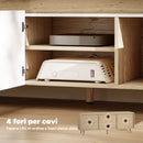 Mobile TV 55" Max a 3 Sezioni 120x35x45,5 cm con Ripiano Regolabile in Legno Bianco e Rovere      