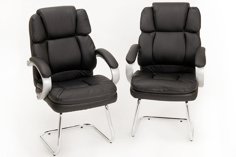 Coppia di Sedie Poltroncine Visitatore in Similpelle da Ufficio Bozzini King Nero