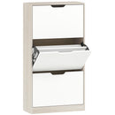 Scarpiera Salvaspazio Slim a 3 Cassetti 62,5x26x117,5 cm per 18 Paia di Scarpe in Melamina Color Legno e Bianco      