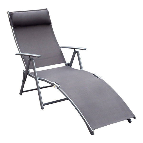 Chaise Longue Pliante Relax Cadre Métal Gris 137x63.5x100.5 cm online