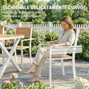 Set 7 Pezzi Pranzo per Esterno Tavolo con 6 Sedie Impilabili Telaio in Alluminio Teak      
