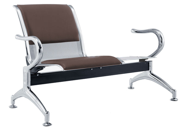 Banc de salle d'attente 1 place bureau avec coussin et table basse en acier et simili cuir argent/marron foncé prezzo