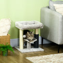 Albero Tiragraffi con Lettino in Peluche 40x40x48 cm con Spazzola e Palo in Sisal Grigio   