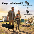 Tavolo da Campeggio Pieghevole 93x55x68 cm con Rete Portaoggetti e Borsa Struttura in Metallo Nero      