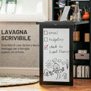 Scrivania Moderna Pieghevole 98x51x153 cm con Libreria e Lavagna in Legno e Metallo Nero      