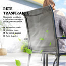 Set 5 Pezzi da Giardino Tavolo con Foro Centrale e Ripiano Inferiore con 4 Sedie Impilabili in Acciaio Grigio      