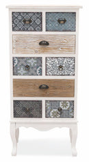 Mobile 8 Cassetti 58x35x123 cm in Legno Soriani Bianco Anticato