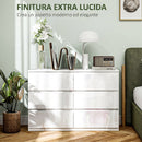 Cassettiera 6 Cassetti 112x34x75 cm in Legno Ingenerizzato Bianco      
