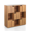 Libreria Mobiletto 9 Scomparti 5 Ante 88.8x29x90.5 cm in Legno MDF Effetto Naturale
