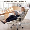 Sedia Ufficio Girevole Reclinabile 135° 79x70x118-126 cm con Poggiapiedi Braccioli e Altezza Regolabili in Finta Pelle Grigio Chiaro      