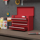 Cassetta Porta Attrezzi 51x22x39,5 cm con 4 Cassetti Vassoio Superiore a Doppia Serratura in Acciaio Rosso      