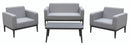 Set Salotto da Giardino in Tessuto Divano 2 Poltrone e Tavolino Bauer Vienna Grigio