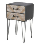 Mobiletto 2 Cassetti Oklahoma 41x34,5x70 cm in Ferro e MDF Marrone e Nero