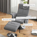 Poltrona Massaggiante e Reclinabile con Poggiapiedi 78x90x93 cm in Tessuto Effetto Lino Grigio Scuro   