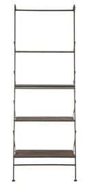 Mobiletto Scaletta Raw 65x41x180 cm in Ferro e MDF Marrone e Nero
