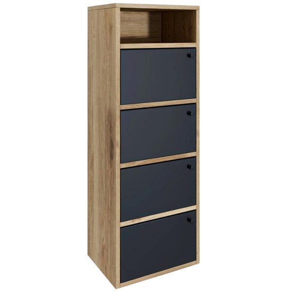 prezzo Scarpiera Salvaspazio 4 Ante 42x33x118h cm in Melaminico Venato a Rilievo Rovere e Nero