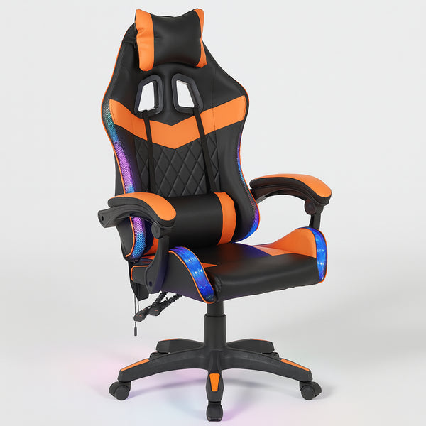 online Sedia da Gaming con Led RGB Altezza Regolabile 106-116 cm in Pelle PU Arancione e Nero