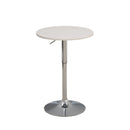 Tavolino Alto da Bar Tondo Ø60x70,5/91,5 cm Regolabile in Altezza Leon Bianco