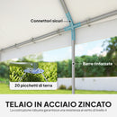 Tendone da Giardino Gazebo per Feste 598x394x302 cm con Finestre e 4 Pareti Laterali Rimovibili in Acciaio e PE Bianco      