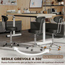 Sgabello con Ruote 35x41,5x88-100 cm Regolabile con Seduta Imbottita e Schienale in Ecopelle PU Nero      