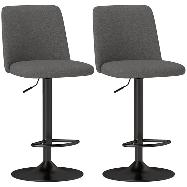 sconto Set 2 Sgabelli da Bar Girevoli 44x53x91-111A cm in Tessuto Effetto Lino Grigio Scuro