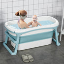 Vaschetta Bagnetto per Bambini 114x60,4x53 cm Antiscivolo Pieghevole Blu Bianco