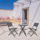 Set Tavolino e 2 Sedie Pieghevoli da Giardino in Acciaio e Textilene Grigio Scuro