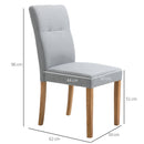 Set 2 Sedie Imbottite 50x62x96 cm in Tessuto Effetto Lino Grigio Chiaro