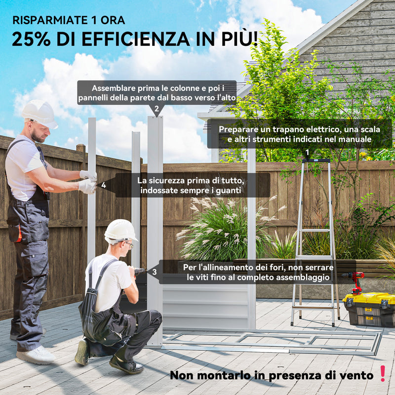 Casetta Box da Giardino Porta Attrezzi 213x120x166-194 cm con Porte Scorrevoli e Lucchetto con Chiavi in Metallo Grigio Scuro  