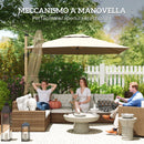 Ombrellone a Sbalzo Inclinabile con Manovella 415x293x270 cm con Base a Croce Kaki   