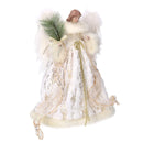Puntale tessuto angelo bianco e oro con perle cm Ø26xh40