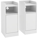 Set di 2 Comodini Camera da Letto 25x30x60 cm con Stazione di Ricarica Armadietto e Ripiano Aperto in Truciolare Bianco      