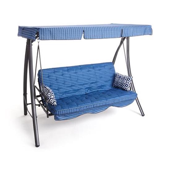 prezzo Taddei Panama Balançoire de jardin inclinable en fer et polyester bleu et blanc 3 places