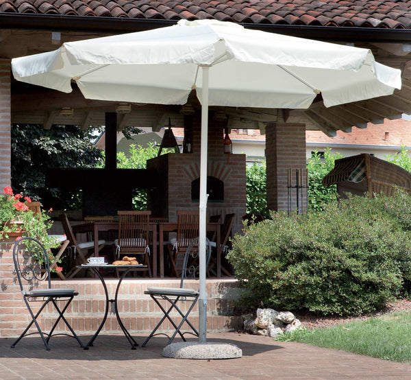 Parasol de jardin en aluminium Ø3m avec manivelle Vorghini rond blanc et écru acquista