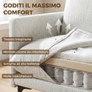 Poltrona da Salotto Imbottita 73x80x80 cm con Cuscino Lombare in Tessuto Effetto Lino Bianco      
