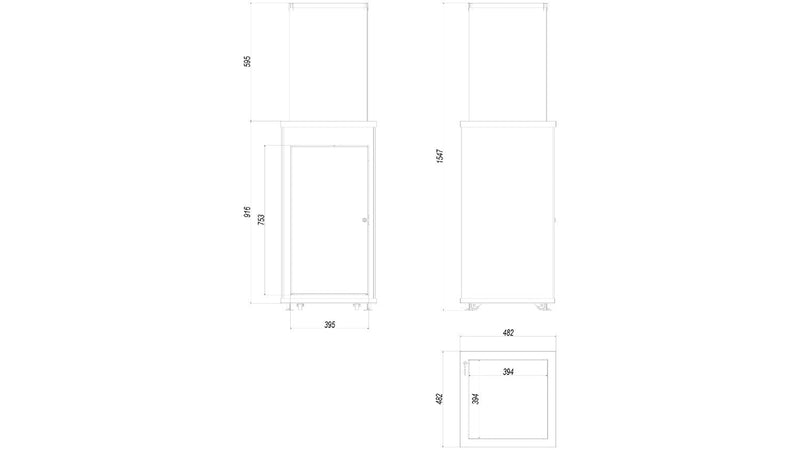 Stufa a Gas da Esterno 154,70x48,2x48,2cm Flig Gastonia Nero Lucido con Telecomando e Vetri