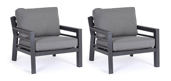 Set 2 Poltrone con Cuscini da Giardino 80x85x88 cm in Alluminio Hendrix Antracite online