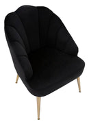 Poltrona Shell Nera 65x69x84 cm in Legno Spugna Poliestere e Acciaio Nero e Oro