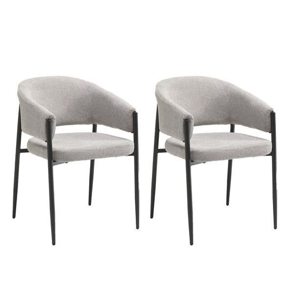 sconto Set 2 Sedie Maya 59,5x54x78,5 cm in Tessuto Easy-Clean Grigio Chiaro