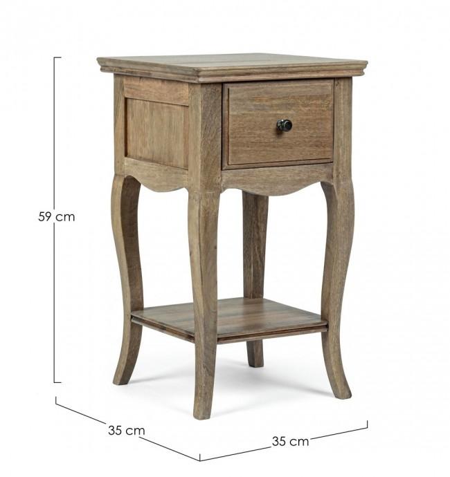 Comodino 1 Cassetto 35x35x59 cm in Legno