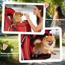Passeggino per Cani Pieghevole 77x44x102 cm Ruote Girevoli Freni e Cuscino Lavabile in Tessuto Rosso      