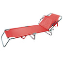 Lettino Prendisole Pieghevole con Schienale Regolabile e Parasole Rosso