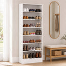 Scarpiera 60x30x160 cm con Ripiani Regolabili e 7 Scomparti per 21 Paia di Scarpe in Truciolare e MDF Bianco      