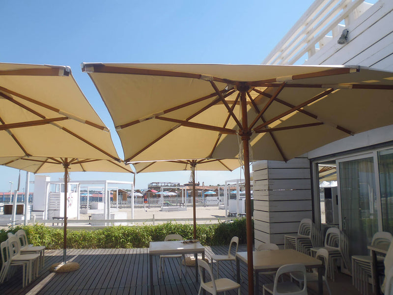 Ombrellone da Giardino 4x4 m Palo Ø60 mm in Legno Telo in Acrilico Danieli Bangkok Ecrù
