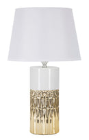 Lampada da Tavolo Glam Elegant 30x48,5x30 cm in Ceramica Bianco/Oro