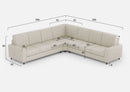 Divano Angolare 7 Posti 286x286x85 cm Sakar in Tessuto Latte